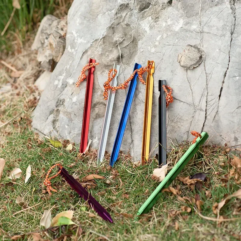10Pcs/lot 18cm Aluminum Alloy Tent Takes Pegs Heavy Duty Travel Outdoor Camping Accessories Tarp Ultralight Nails Ground Peg image 6