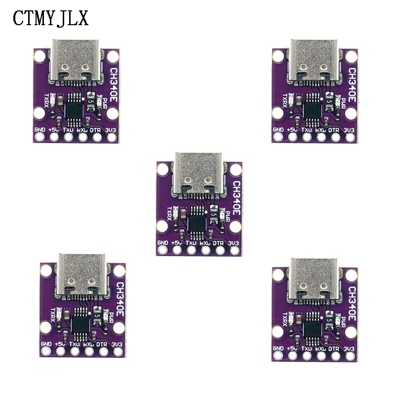 5pcs CH340E MSOP10 USB to TTL Serial Converter, 5V/3.3V Alternative CH340G Module TYPE-C Interface For Arduino DIY Electronic