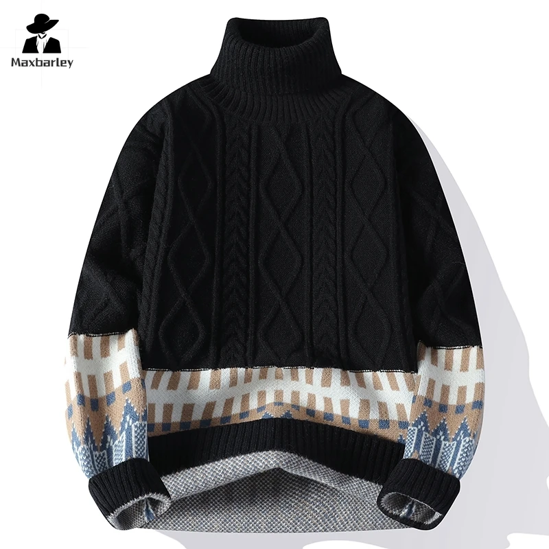 Vintage Christmas Sweater 2025 New Women Men Soft Warm Knitwear Jacquard Pullover Top Men's Winter Clothes High Neck Sweaters - Image 4