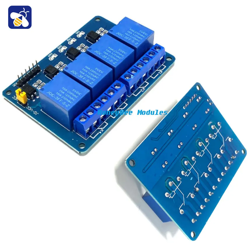 5V 4-Channel Relay Module KY-019 4-Channel Optocoupler Relay Module with Optocoupler Isolation