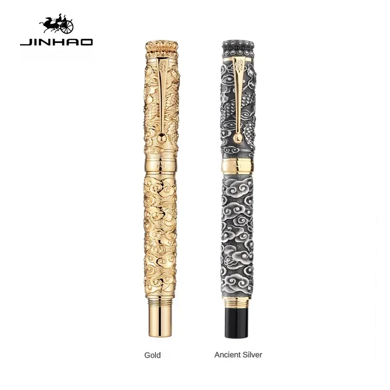 jinhao luxo coluna ornamental dourada caneta fonte colecao requintada caneta de tinta negocios escritorio material escolar papelaria 01