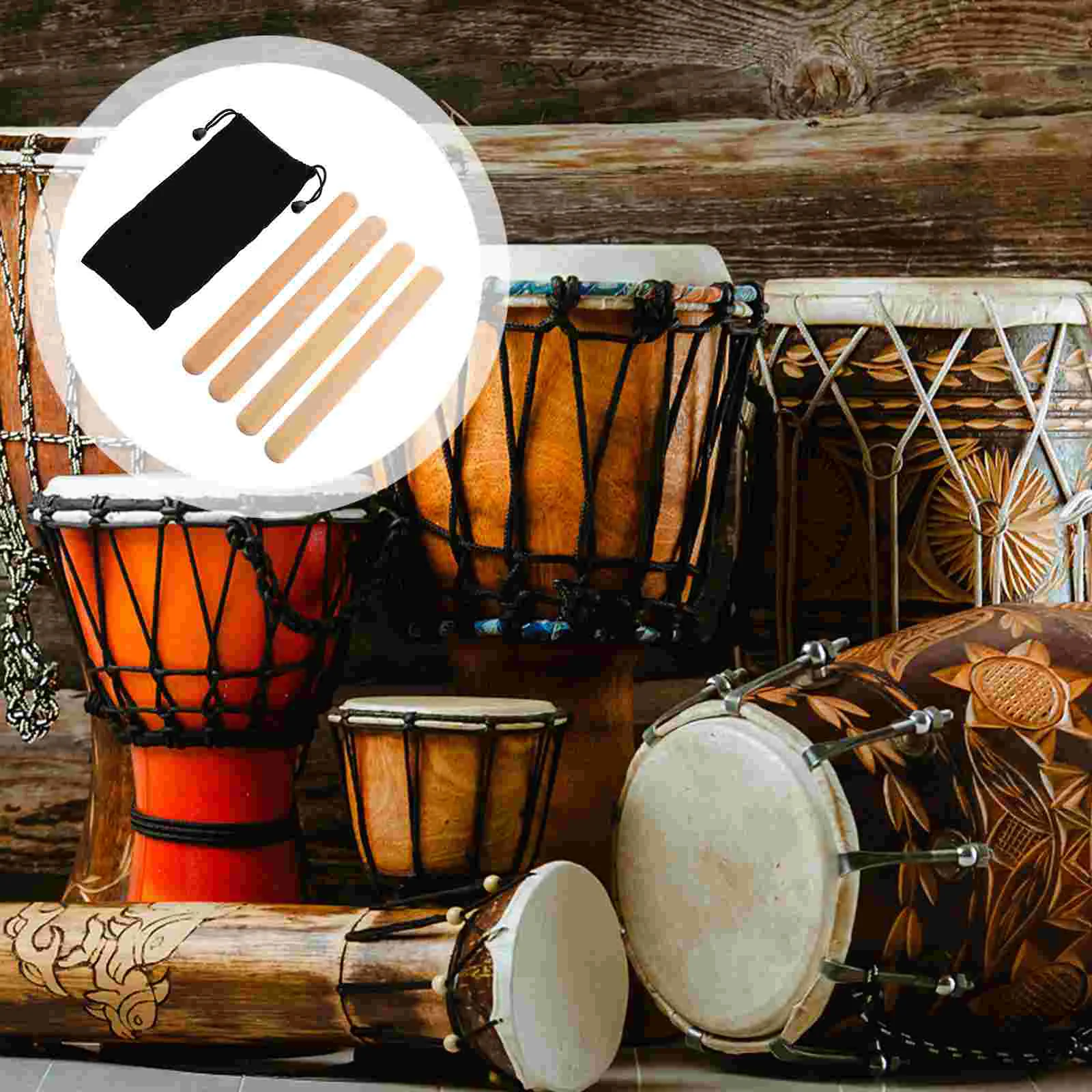 2 Pairs Rhythm Stick Percussion Instrument Lummi Sticks for Kids Music Hardwood Claves Natural Toddler