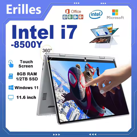 2 in 1 Laptop Computer Touch Screen 11.6" Intel Core i7-8500Y 8GB 1TB 2TB SSD Windows 11 Office Portable PC 360&deg; Flip Notebook
