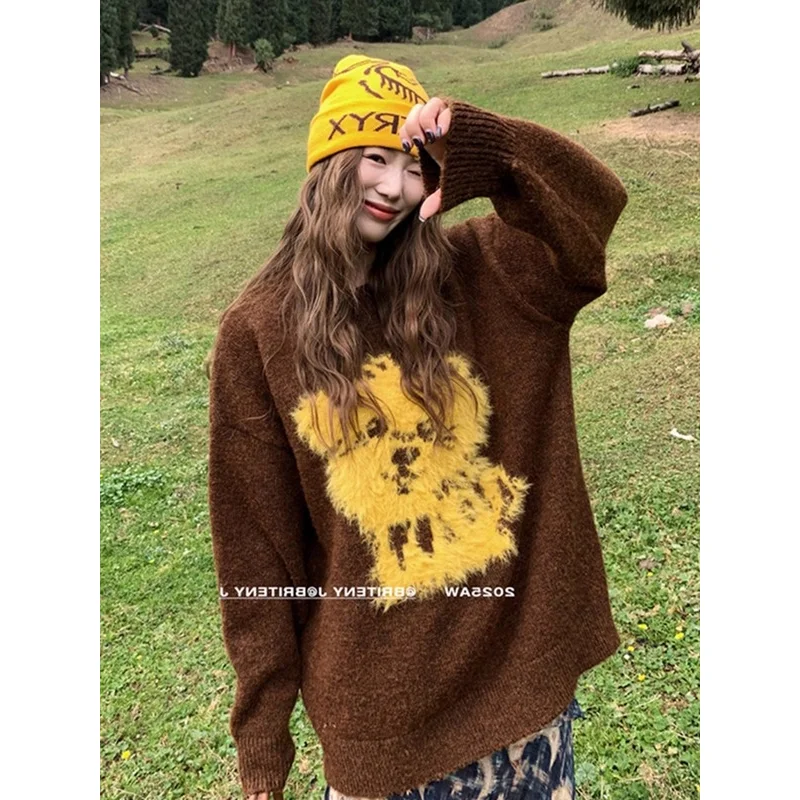 

Cartoon Women's Sweaters Winter Loose Jumper Keep Warm Innerwear Tops New Student Jumper Lazy Soft and Sticky Cute Knitwear