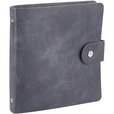 5x6in Small Photo Album Book for Small Black Photo Book 25 Pockets 2-Ring Binder PU Leather Cover Mini Album for Postcards