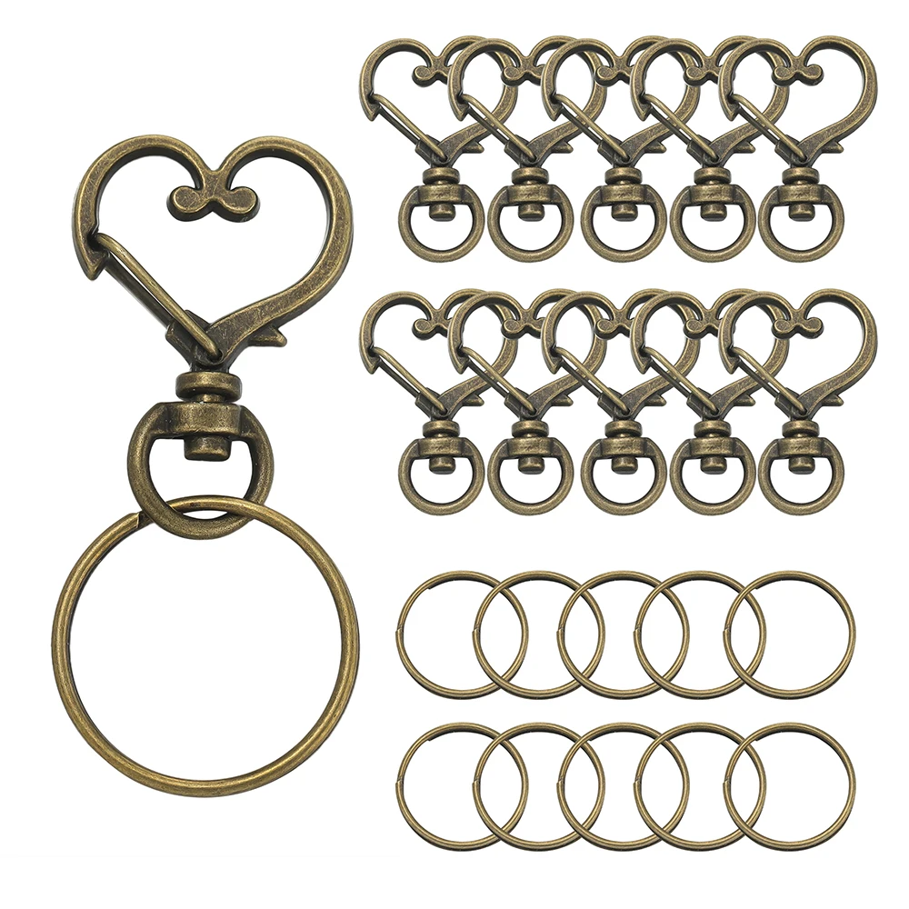 

20 Pieces Lobster Buckle Chain Love Buckle Connector with Key Chain Link DIY Jewelry Making Find Key Chain Accessories
