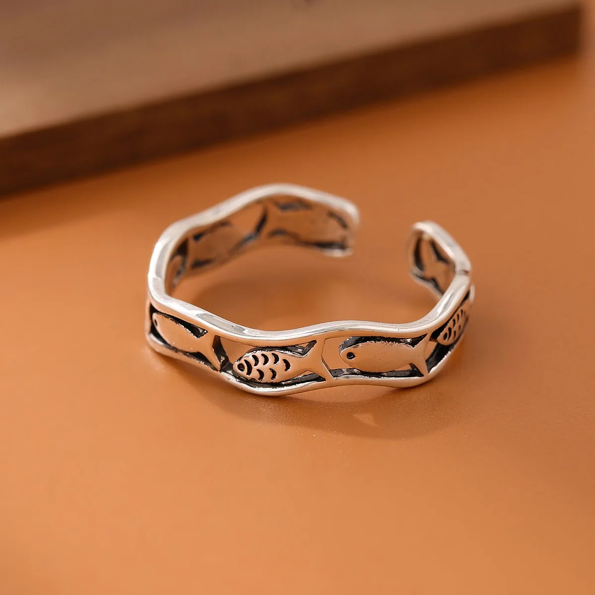 Neue Retro Lucky Creative 925 Sterling Silber Modeschmuck Twist Auspicious Fish Persönlichkeit Exquisite Öffnung Ringe R273