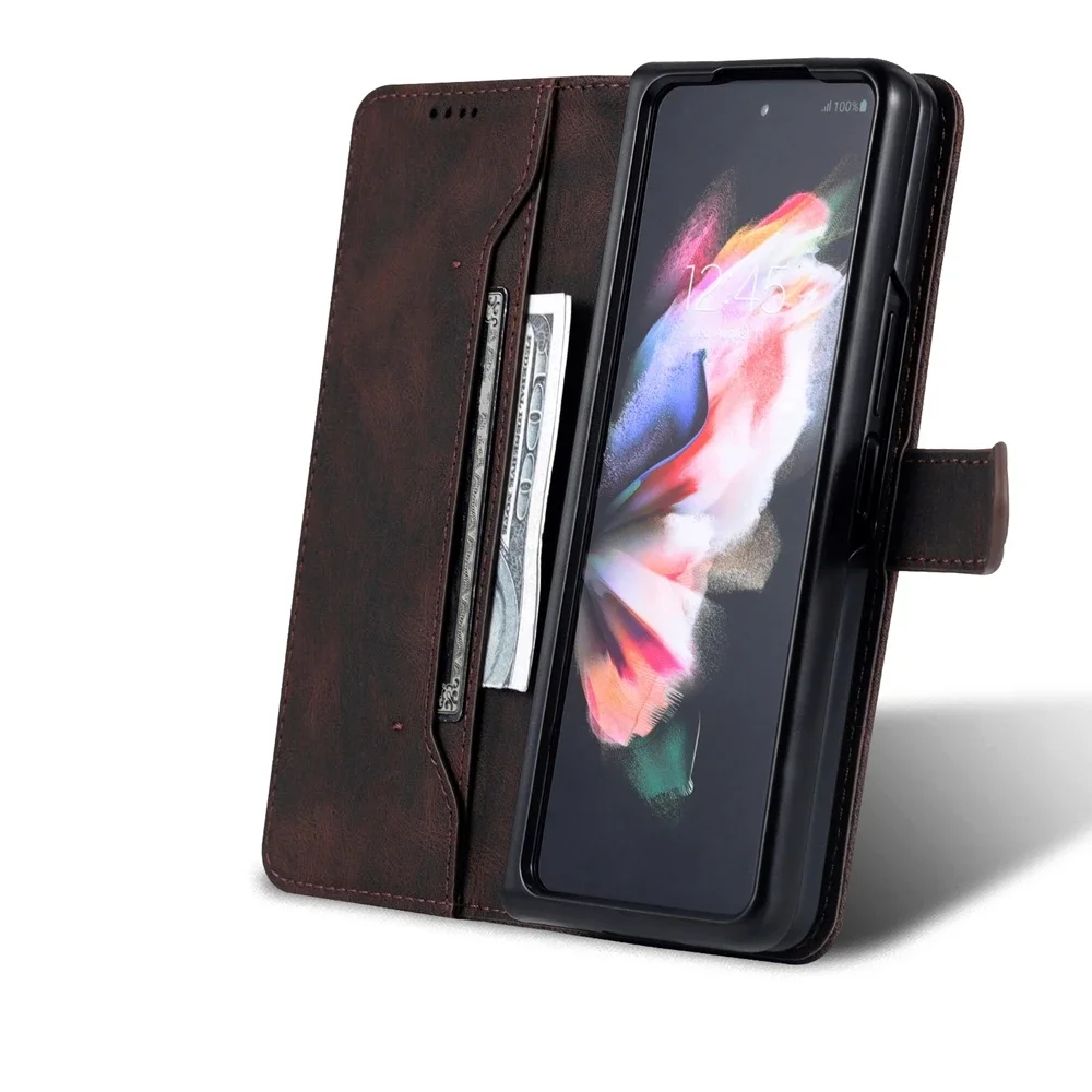 Business Flip Leather Case voor Samsung Galaxy Z Fold 7 6 5 4 3 5G Fold7 2025 Luxe Magnetische Flip Book Card Portemonnee Telefoon Cover