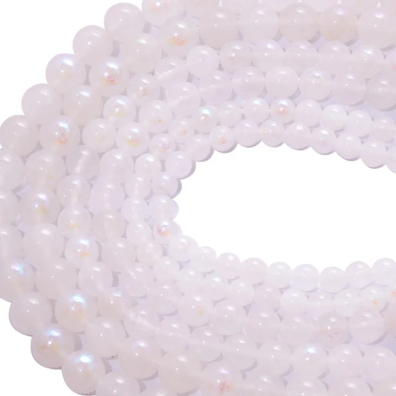 6/8/10mm White optimize Moonstone Quartz Crystal Natural Stone Beads For Jewelry Making Round Loose Beads DIY Bracelets Findings