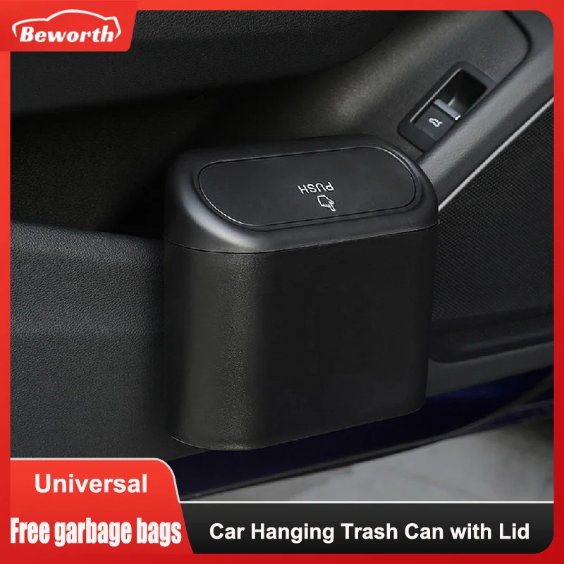 

Автомобильный мусорный бак, подвесной автомобильный мусорный пылесборник, ящик для хранения, пластиковый пресс с крышкой, водонепроницаемый бак для автомобильных аксессуаров Tesla