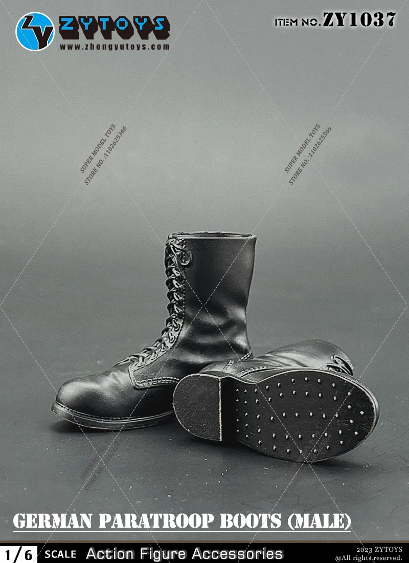 1/6 WWII Solider ZY1037 ZY1038 German Paratrooper Boots Shoes ZY1035 ZY1036 Soviet High Boots Hollow for 12'' Action Figure