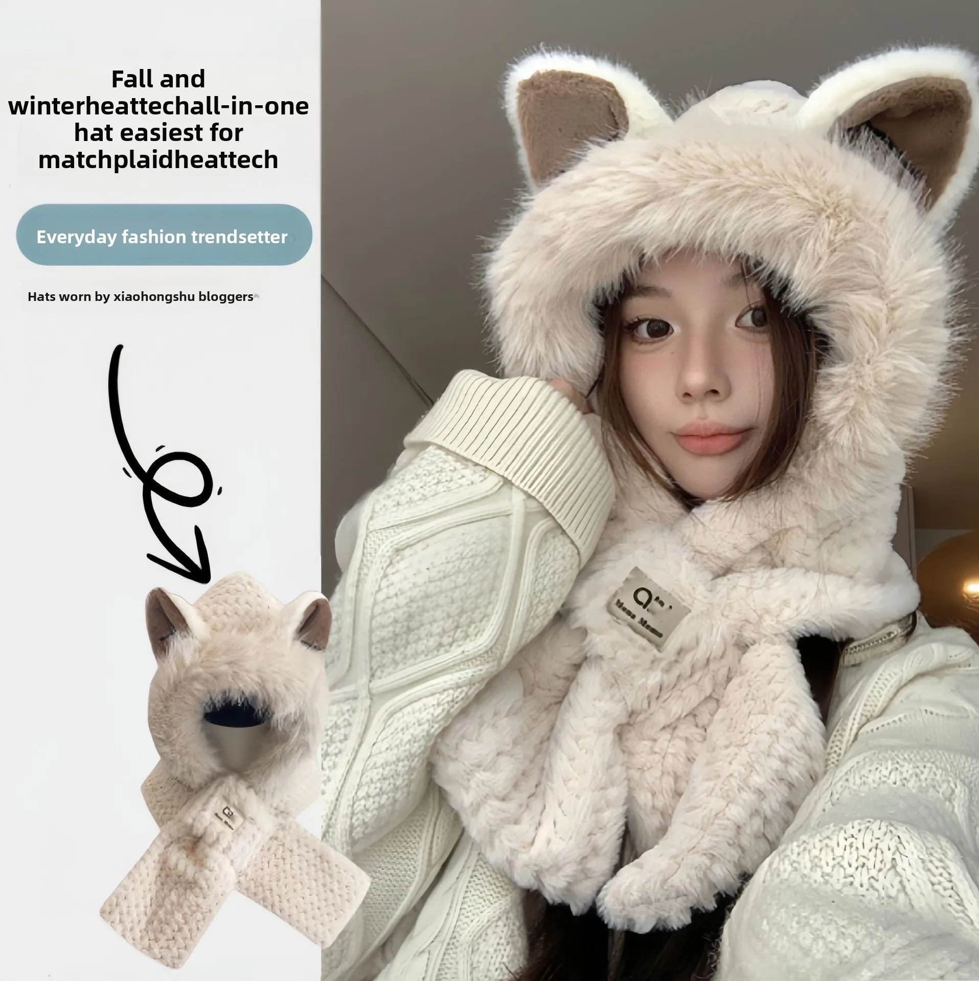 

Lovely Beanie Hat Scarf Set Women Faux Fur Warm Winter Hat Children Parent Neck Circle Scarf Ski Snow Hat Cap Skullies Beanies