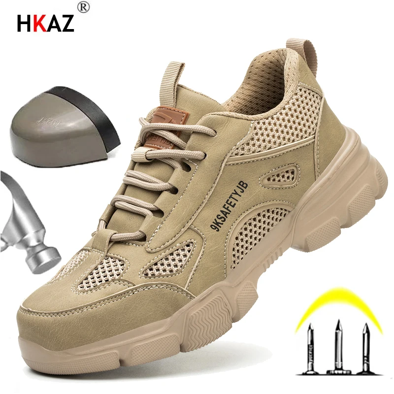 Summer Breathable Men Women Work Boots Puncture-Proof Safety Shoes Steel Toe Security Shoes Indestructible Shoes