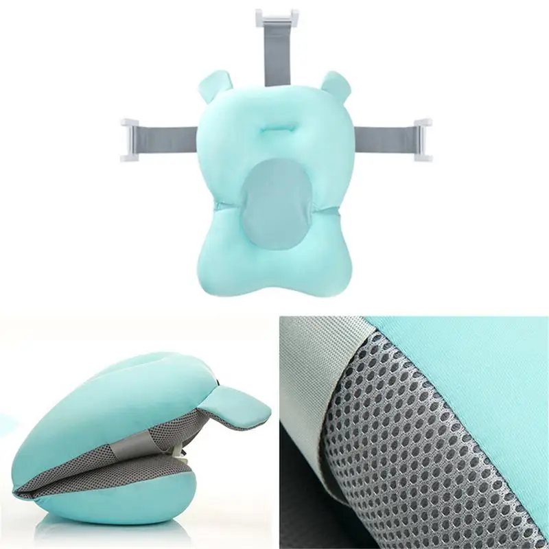 Baby Shower Bath Tub Pad Non-Slip Bathtub Seat Support Mat Newborn Safety Security Bath Support Cushion Foldable Soft Pillow