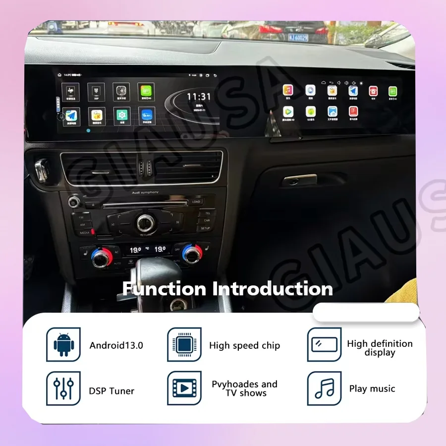 

21" For Audi Q5 2009-2017 Curved Dual Screen Android Auto Car Radio Multimedia Player Carplay GPS Navi 4G WiFi Stereo Head Unit