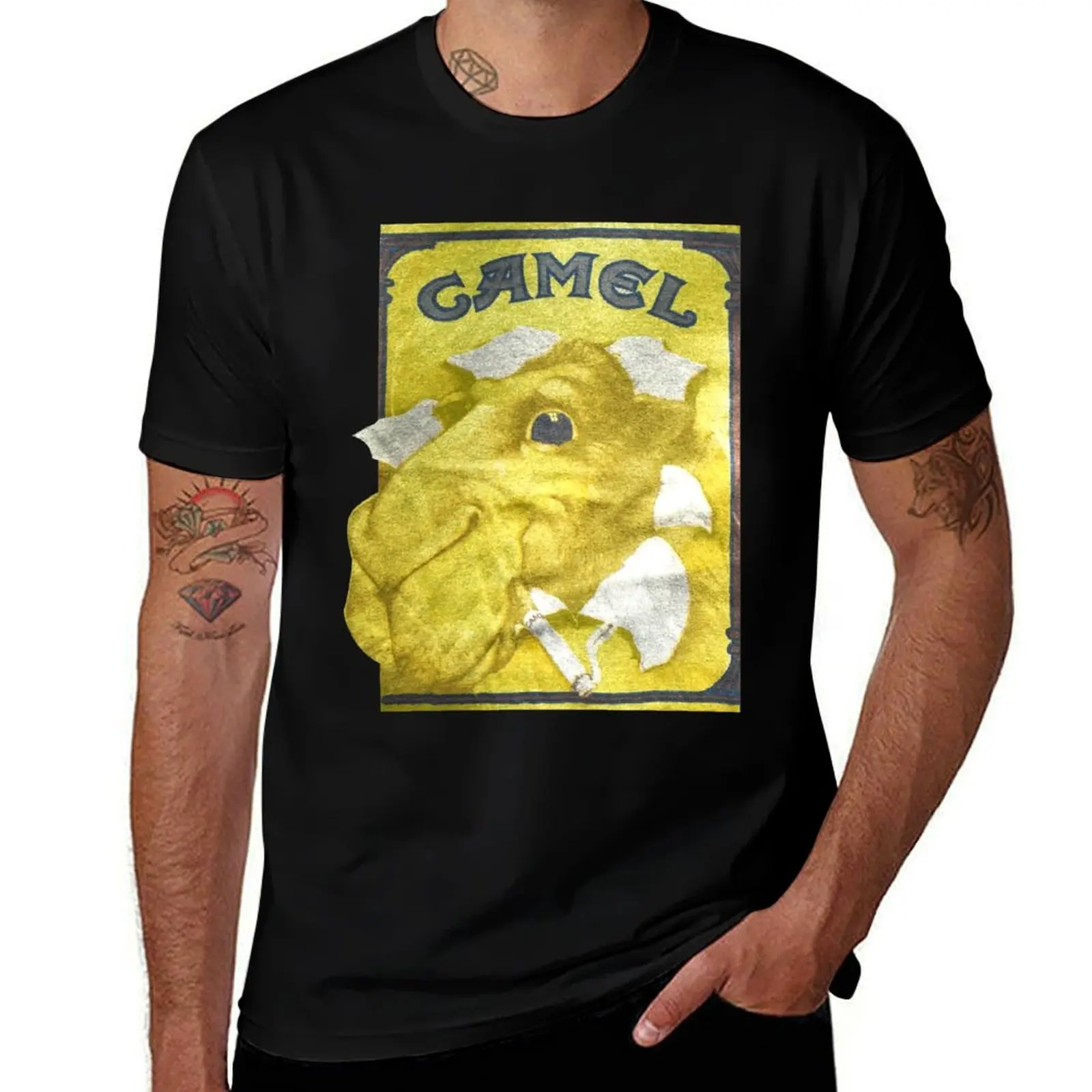 80s Camel Cigarettes Classic Vintage Joe Camel Threadbare T-Shirt Big Size Simple T-Shirt