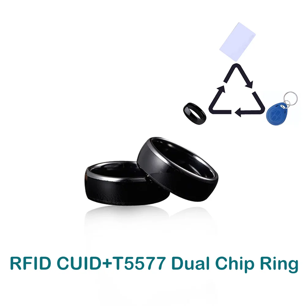 Dual Chip Smart Ring RIFD Rewritable Tag IC ID Clone Badge 125Khz T5577 Changeable Key 13.56Mhz CUID Gen2 Token NFC 1K S50 Badge