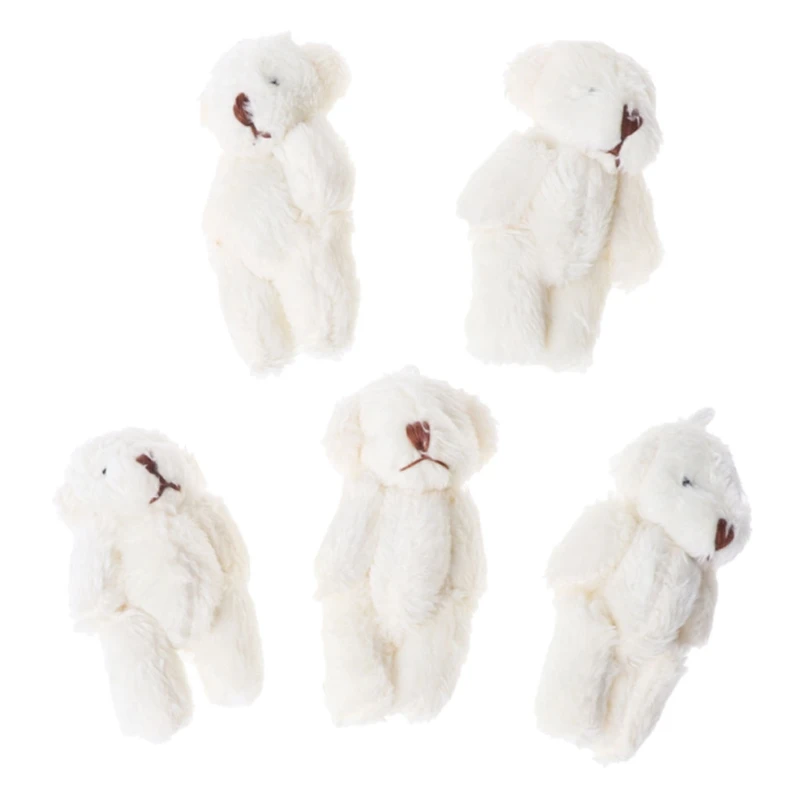 5PCS Plush Stuffed Bear Ornament Lovely Plush for Key Chain Bag Decor Handbag Accessories for Key Ring Girl Gift Women F