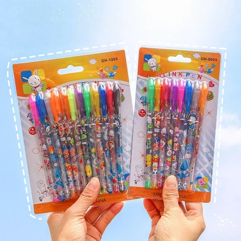 Funkelndes Glitzer-Gelstift-Set für Kinder in Verschiedenen Farben mit Schimmer Ideal für DIY Scrapbooking Highlighting Schulbedarf