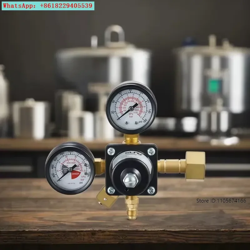 Wine soda cola beverage machine single stage brass carbon dioxide pressure regulator two tables 0-7 bar outlet 120 bar inlet