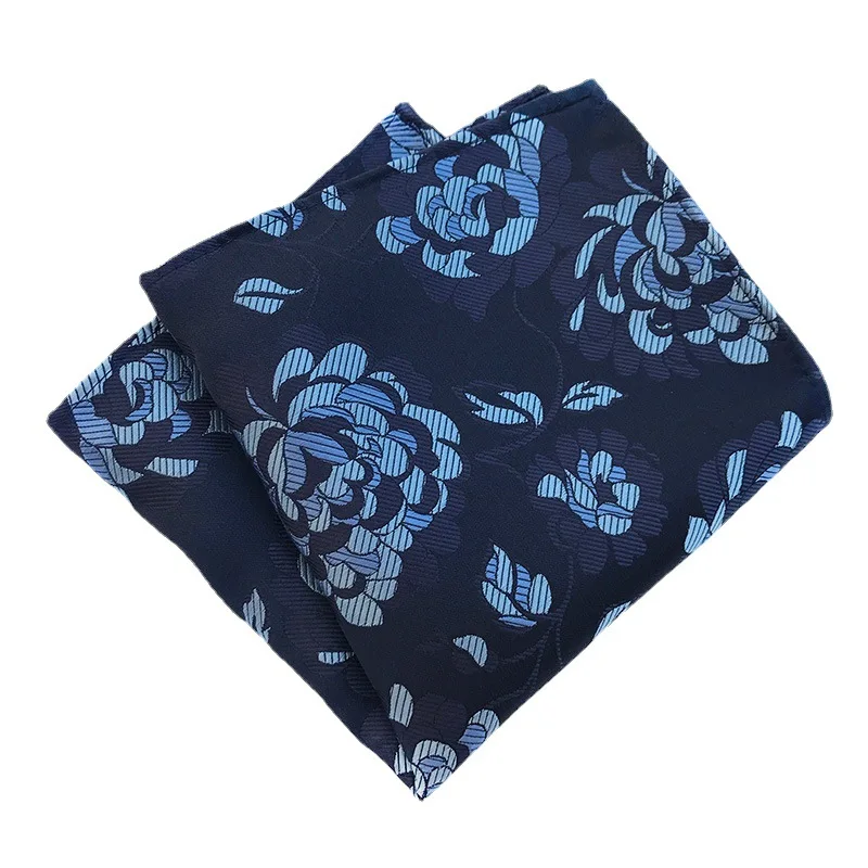 25*25cm Fashion Trendy Retro Floral Polyester Pocket Square for Man Woman Business Party Banquet Handkerchief Suit Accessories