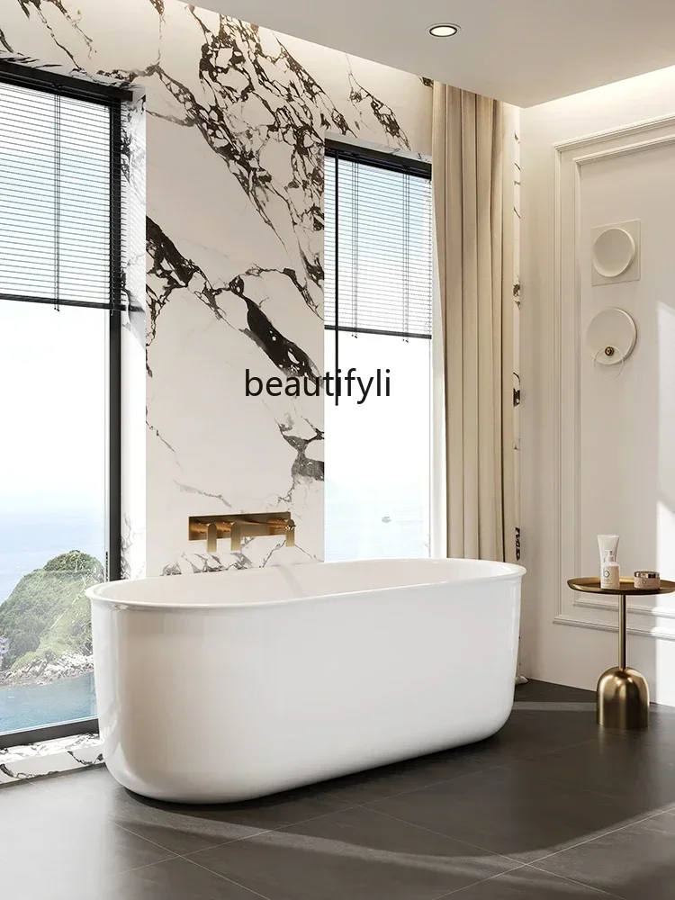 2003Bathroom Independent Acrylic Bathtub Oval Household Hotel B & B Adult Small Apartment Integrated Bathtub