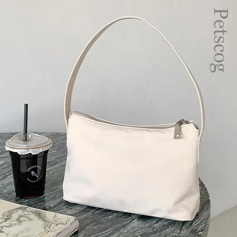 

Casual Handbags For Women 2022 Solid Color Leather Strap Square Shoulder Bag Simple Design Fashion Nylon Underarm Clutch Bags