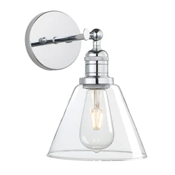 Phansthy Single Sconce with Funnel Flared Glass Clear Glass Shade 1-Light Wall Sconce Wall Lamp