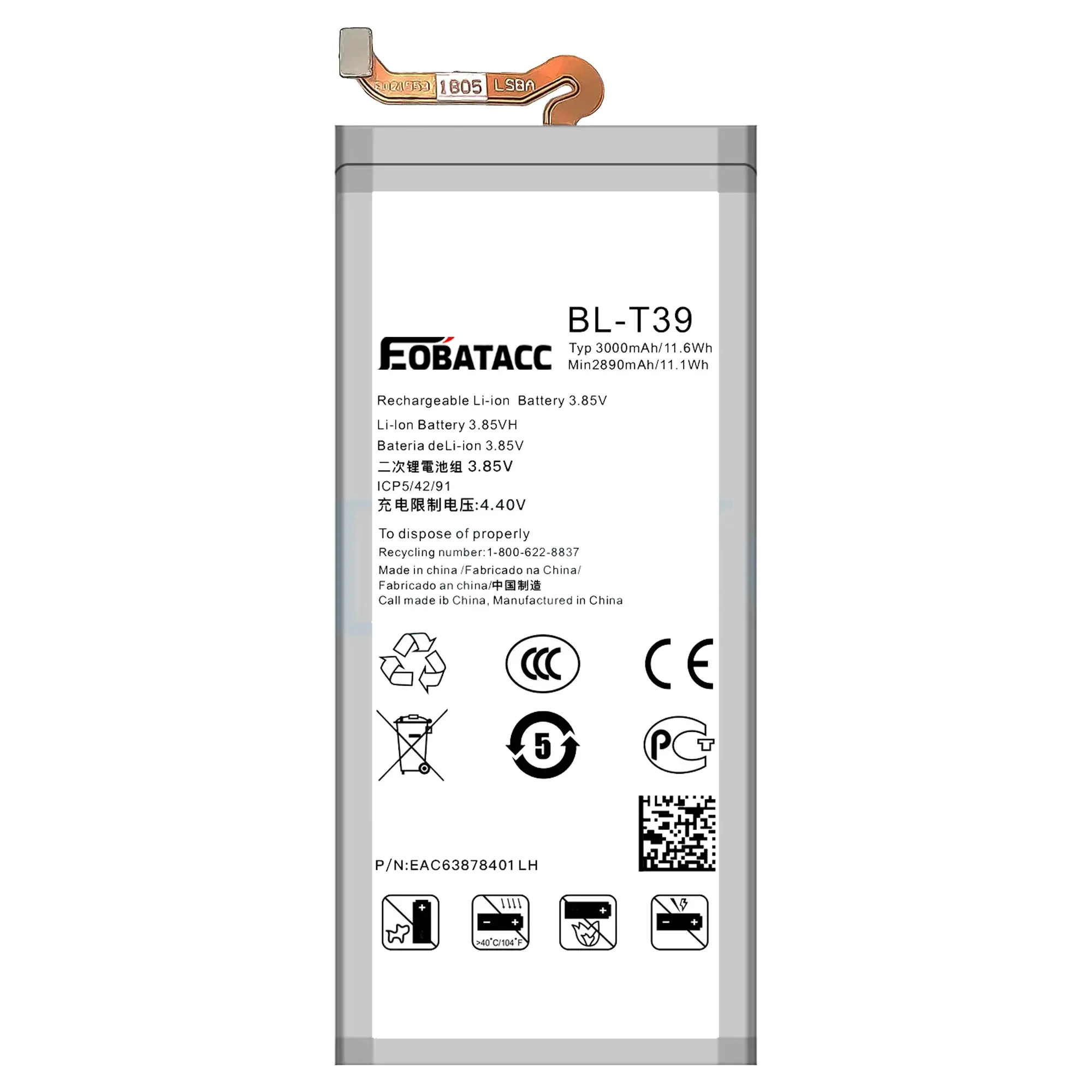 EOTABACC 100% New Original Battery BL-T39 For LG G7/Q7 ThinQ /G710 /Q7+ /LMQ610 /K40/G7 ONE/Q610/Prime 2 /K30 2019 Phone Battery view 2