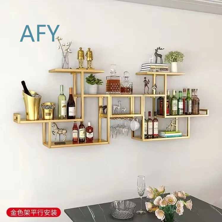 Wrought Iron Red Wine Rack for Wall Mounted Display Storage Organizer for Dining Room Living Room Kitchen Bar Home Decor Wine