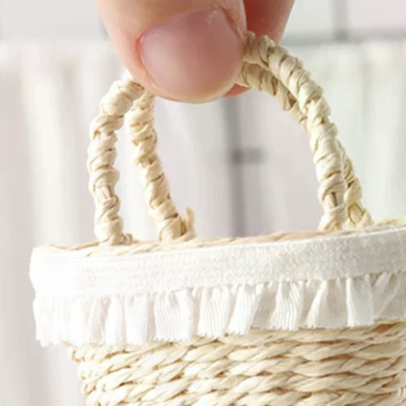 

Pretend Play Woven Basket, 1/12 Dollhouse Simulation Miniature Furniture Scene Toy