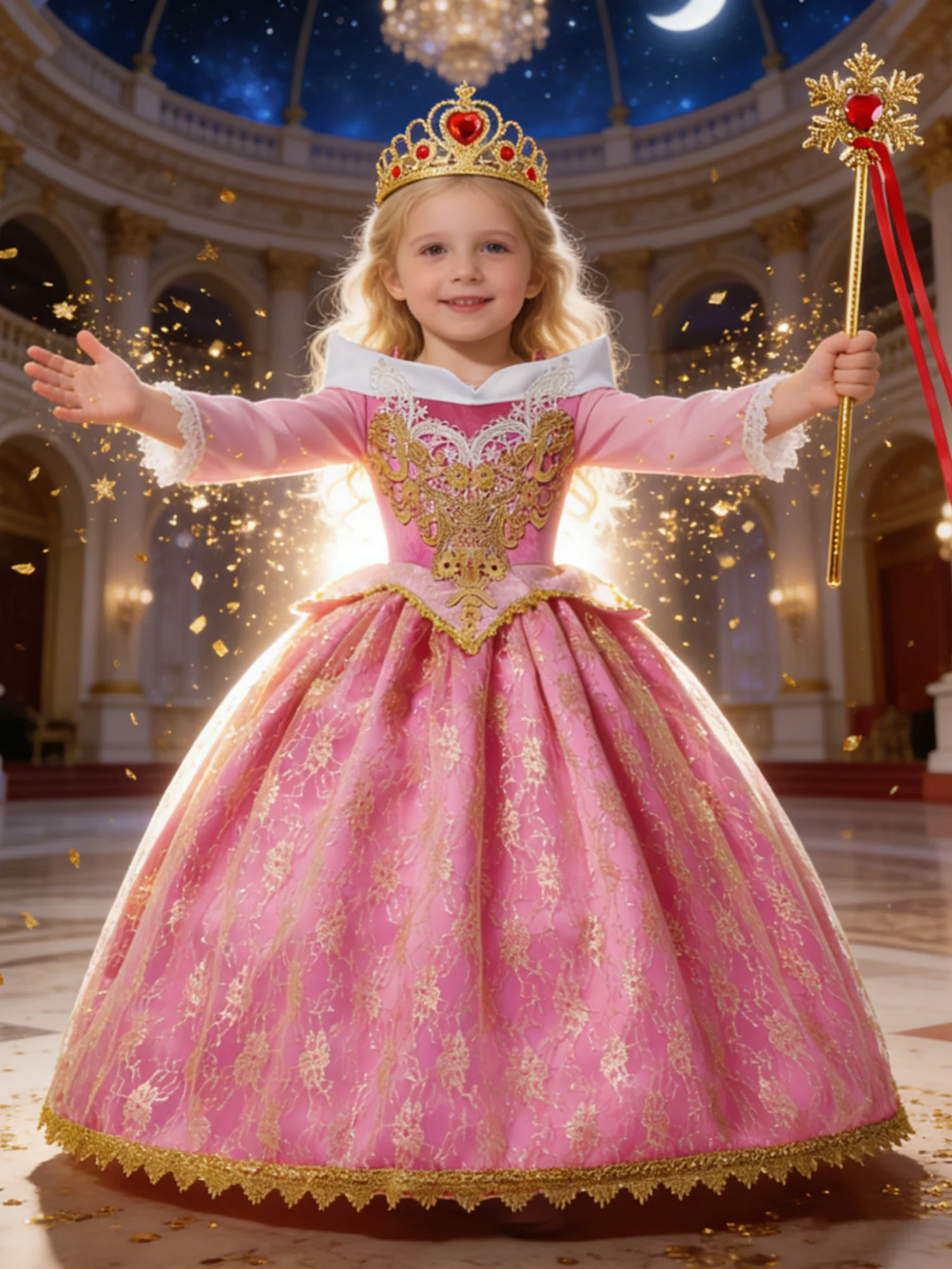 Luxury Girls Princess Costume Ball Gown Dress Fancy Birthday Carnival Party Off Shoulder Golden Applique Children Outfits Dress