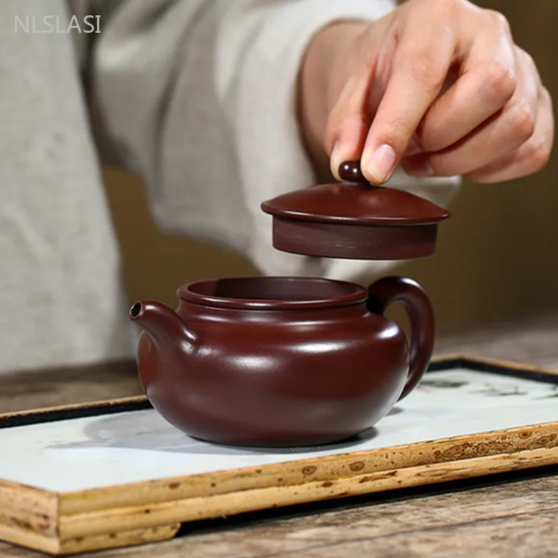 Authentic Yixing Teapot Zisha Tea Pot Raw Ore Purple Mud Chinese Handmade Kettle Purple Clay Drinkware 200ml