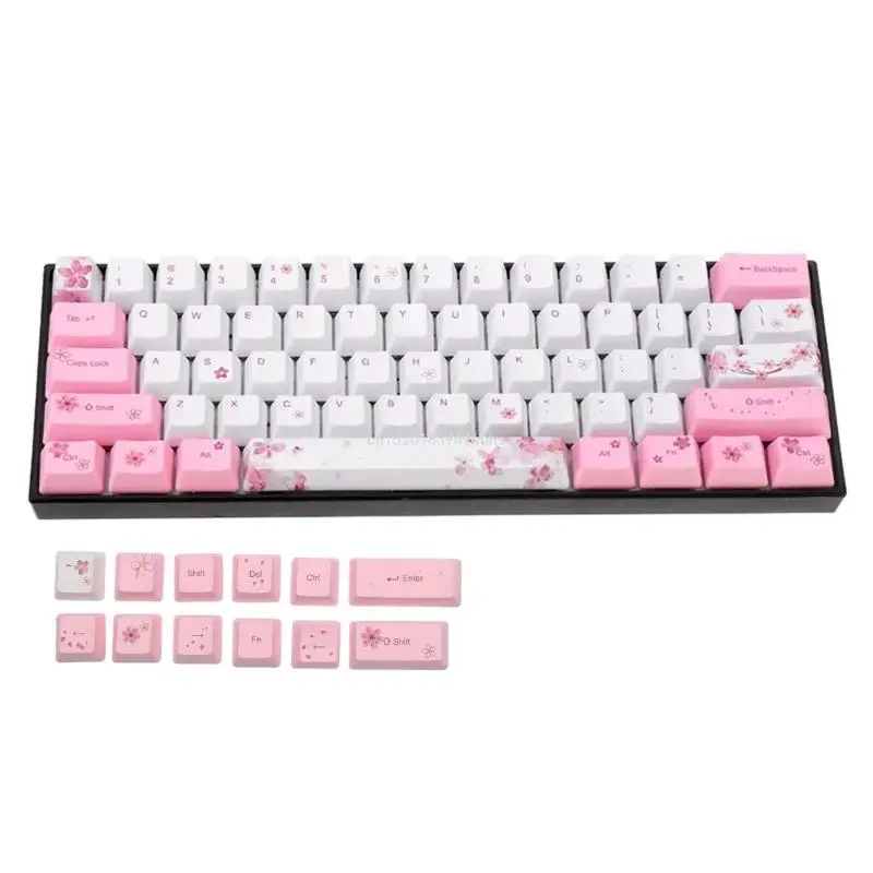 Sublimación tinte perfil OEM flor cerezo 71 teclas para teclado mecánico MX