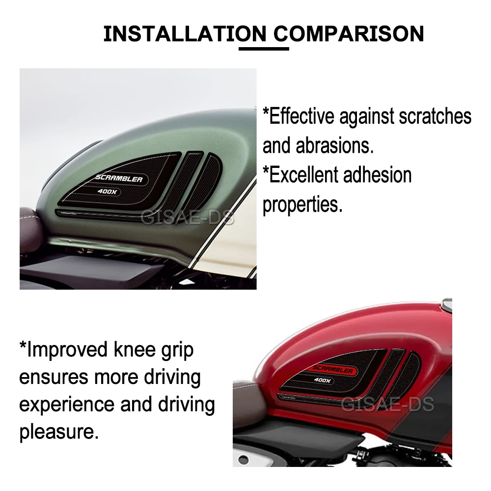 Scrambler400X دراجة نارية ملصقات خزان وسادة الغاز الوقود النفط عدة الركبة حامي الشارات ل انتصار تشويش إذاعي 400X 400X 2024 2025 #3
