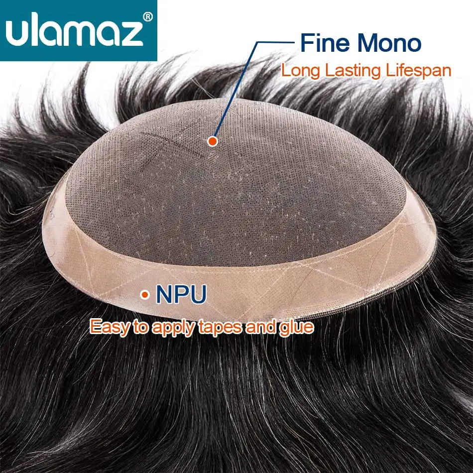 Long Lifespan Mono Wig Man Double Knots Toupee Men's Wig Human Hair 6 Inches Hair System For Men Capillary Male Hair Prosthesis