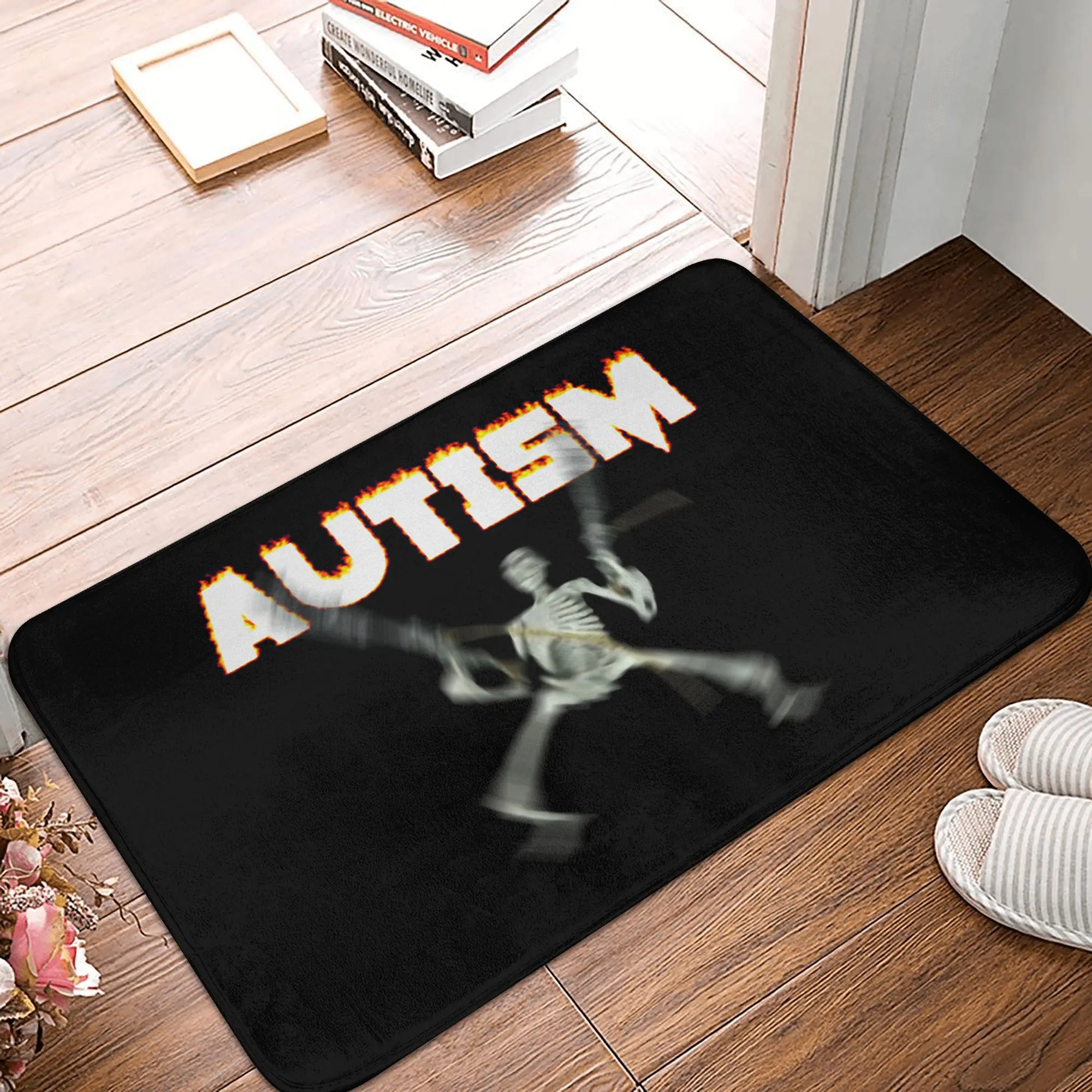 Funny Autism Skeleton Meme Doormat Mat Anti-Slip  Kitchen Bathroom Living Room Rug Carpet 40*60cm