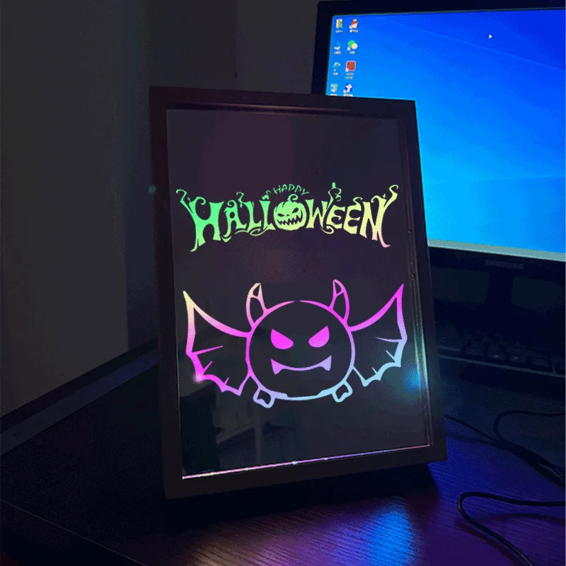

Personalized Logo Neon Sign Mirror LED Light Up Mirror Custom Mini Neon Sign For table Decoration