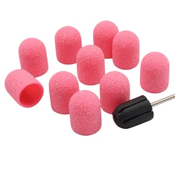 10pcs Pedicure Sanding Caps with Shaft Nail Drill Sanding Bands Set, Professional Nail Art Polishing Sanding Cap, Acrylic Nail G