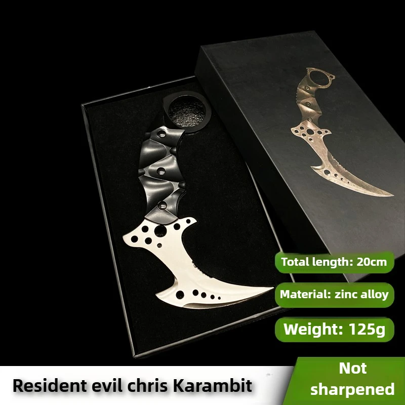 Cuchillo Karambit Resident Evil de 20cm, modelo de juego, cuchillos de garra periférica, accesorios de Cosplay, adorno coleccionable sin afilar, juguete para regalo para niño