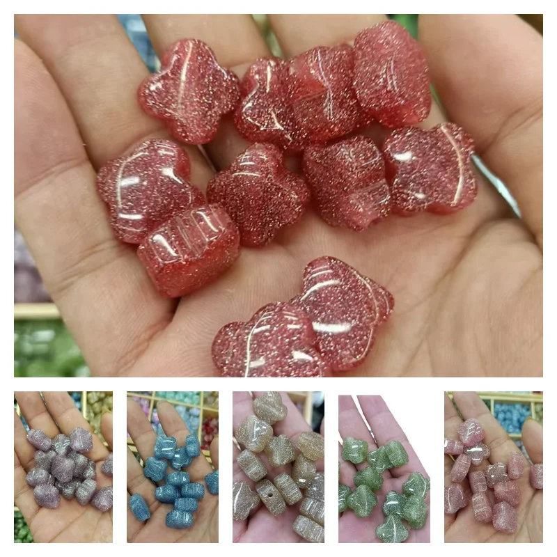 Wholesale 50pcs/lot 20mm color glitter core cartoon flowers shape resin straight hole beads diy jewelry accessory