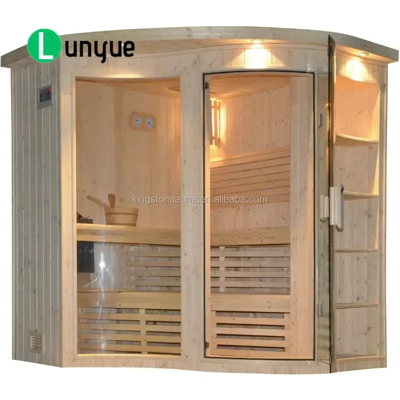Finnish Pine Wood Family Steam Sauna Room Home Indoor Wellness Spa Kit Natural Material Easy Assembly Relaxation Health
