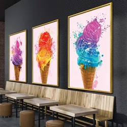 Ice Cream Canvas Art Poster Colorful Icecream Canvas Painting Wall Art Picture Prints Home Decor Dining Room Bar Wall Decoration