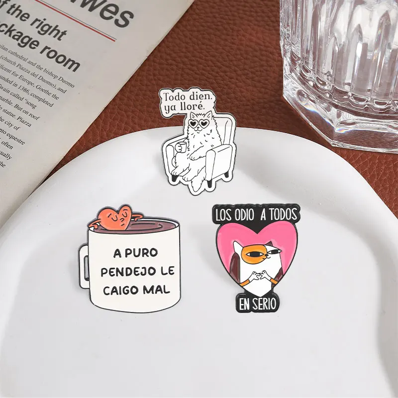 Spanische lateinamerikanische Zitate, Emaille-Anstecknadeln, lustige Memes, Flork-Brosche, Anstecknadel, niedlicher Cartoon, edgy, hispanischer Schmuck, Geschenk für Freunde – Detail 4