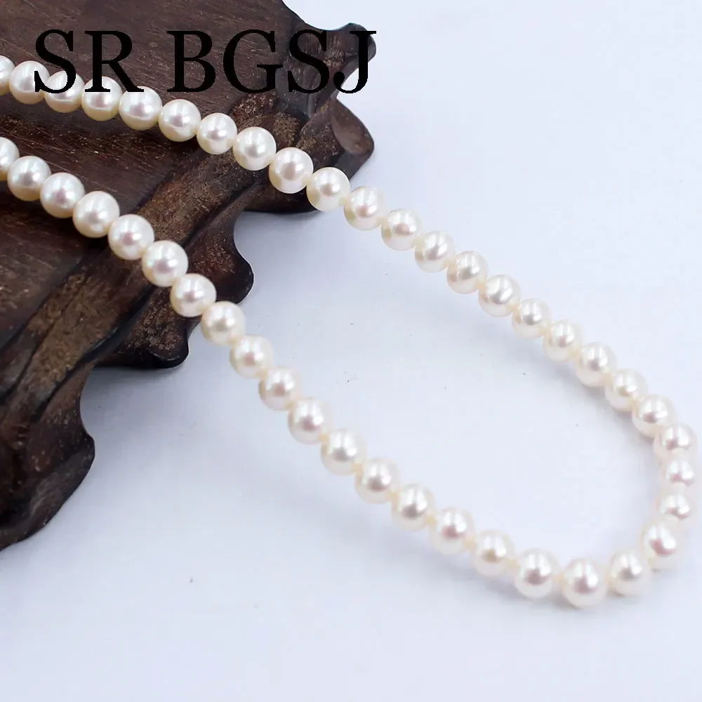 

5-6mm 5A White Natural Freshwater Pearl Beads NearRound Loose Beaded for Jewelry DIY Charm Accessories 16"