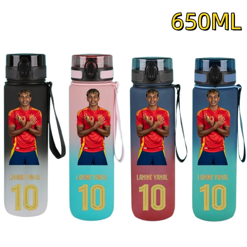 650ml Voetbalster Waterfles Lamine Yamal Draagbare Buitenfles Grote Capaciteit Sport Fitness Flip Cover Drinkfles Fans Cadeaus