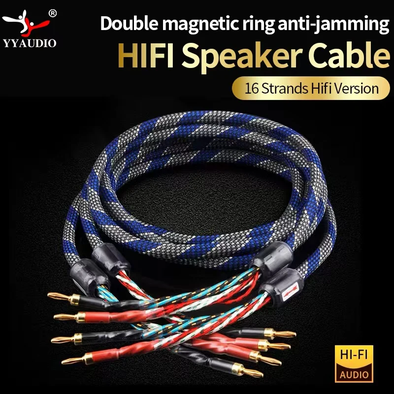 

One Pair 2 Banana Plugs - 4 Banana Plugs Speaker Cable Hifi Audio Cable High End Audio Amplifier Copper Jack Ofc Speaker Cable
