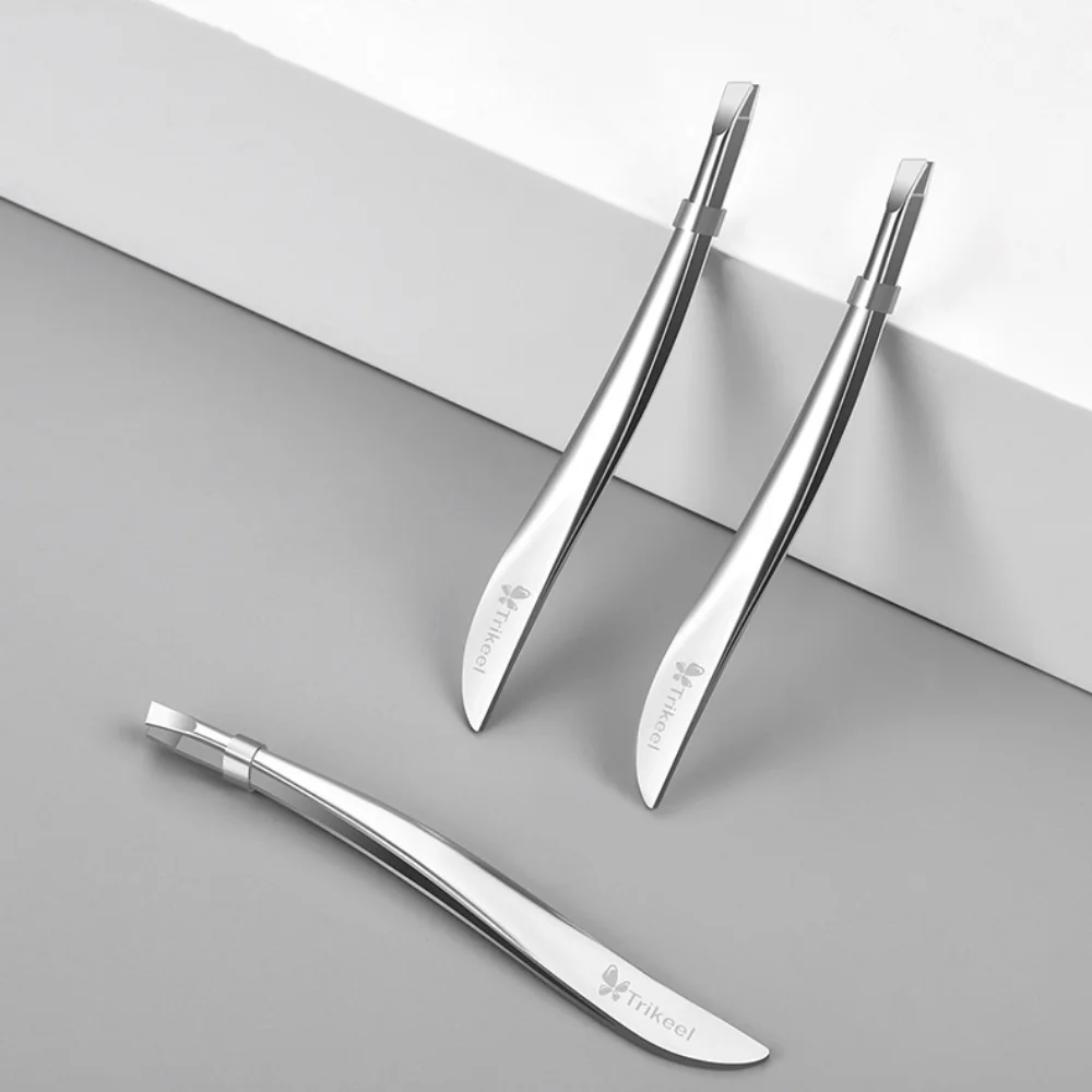 

Stainless Eyebrow Tweezers Anti-fingerprints Tilted Slanted Eye Brow Clips Eyebrow Shaping Epilating Fine Hairs Puller