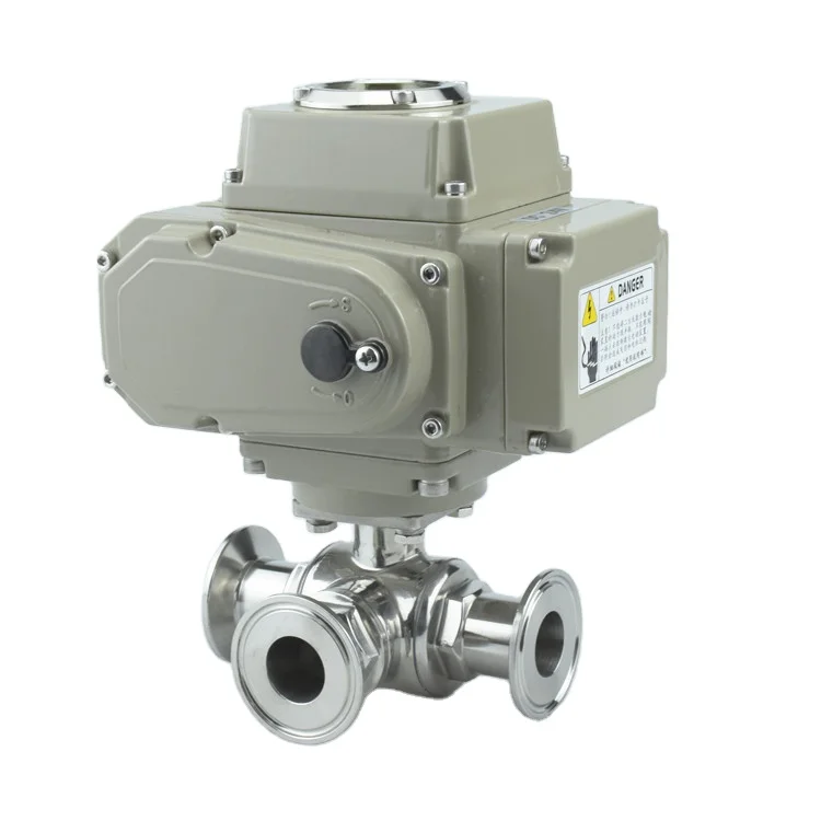 Clamp End Sanitary Stainless Steel 304 316L Electric 3-way Ball Valve