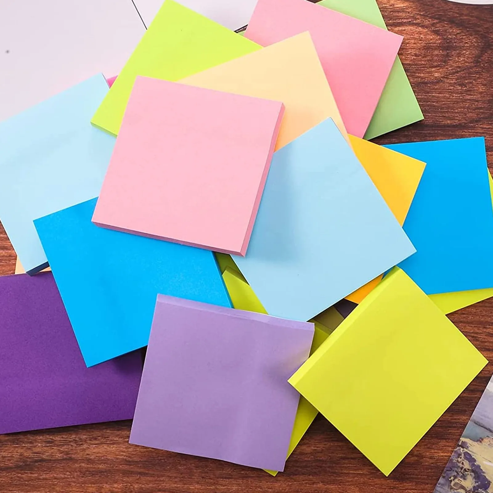 7,6 x 7,6 cm große Büro- und Lernnotizen, fluoreszierende Farb-Haftnotizen, Haftnotizen für Studenten, Abreißnotizen für Nachrichten und Notizen – Detail 1